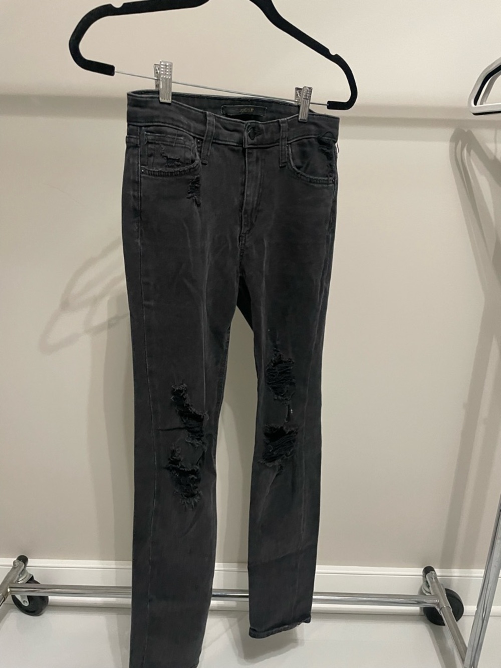 Joe's Jeans Straight Leg Distressed Black Jeans